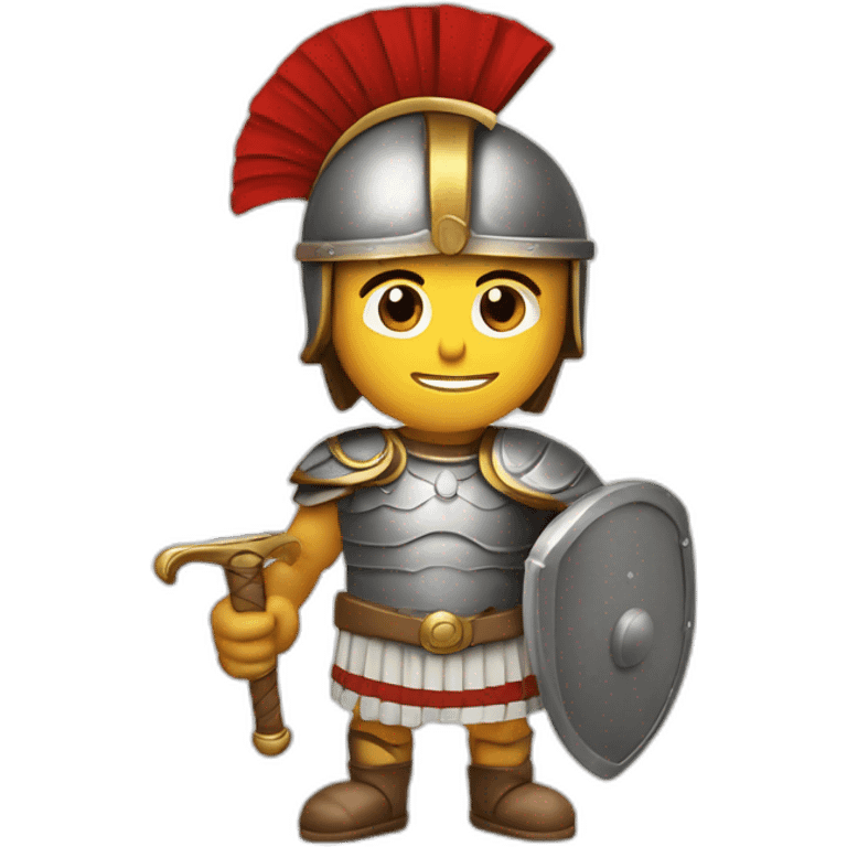 Late roman empire legionaire with gladius sword and oval shield emoji