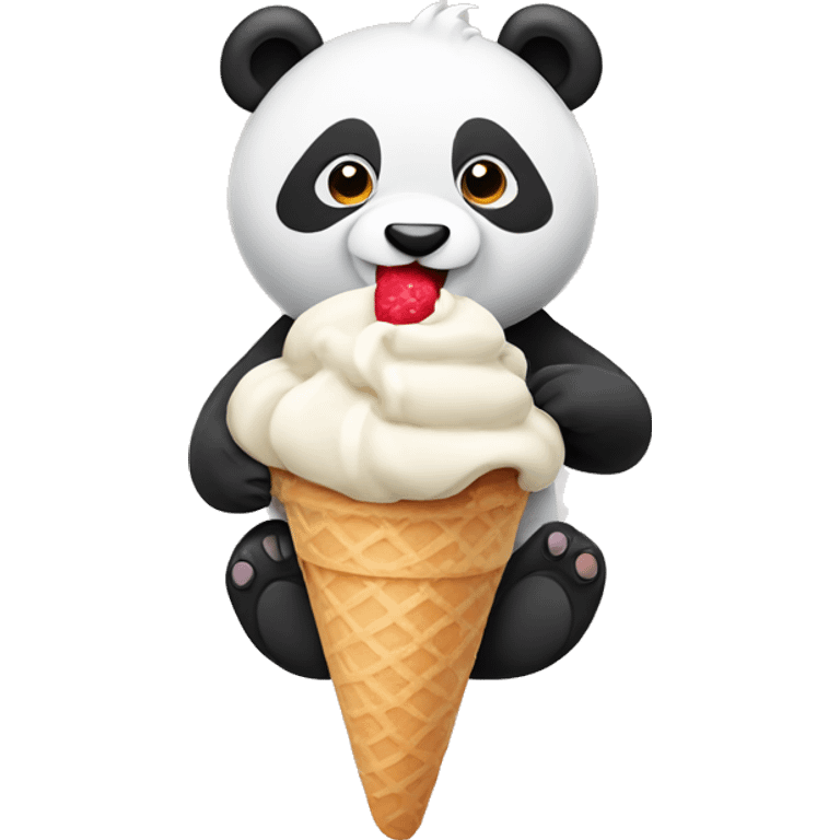 Panda eating an ice cream cone  emoji