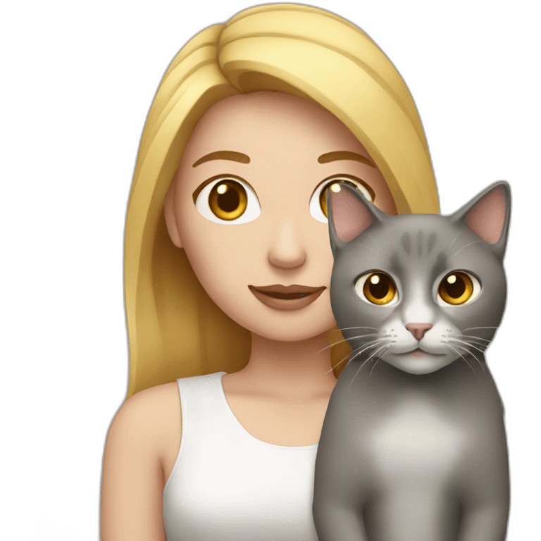 Woman with a cat, white skin emoji