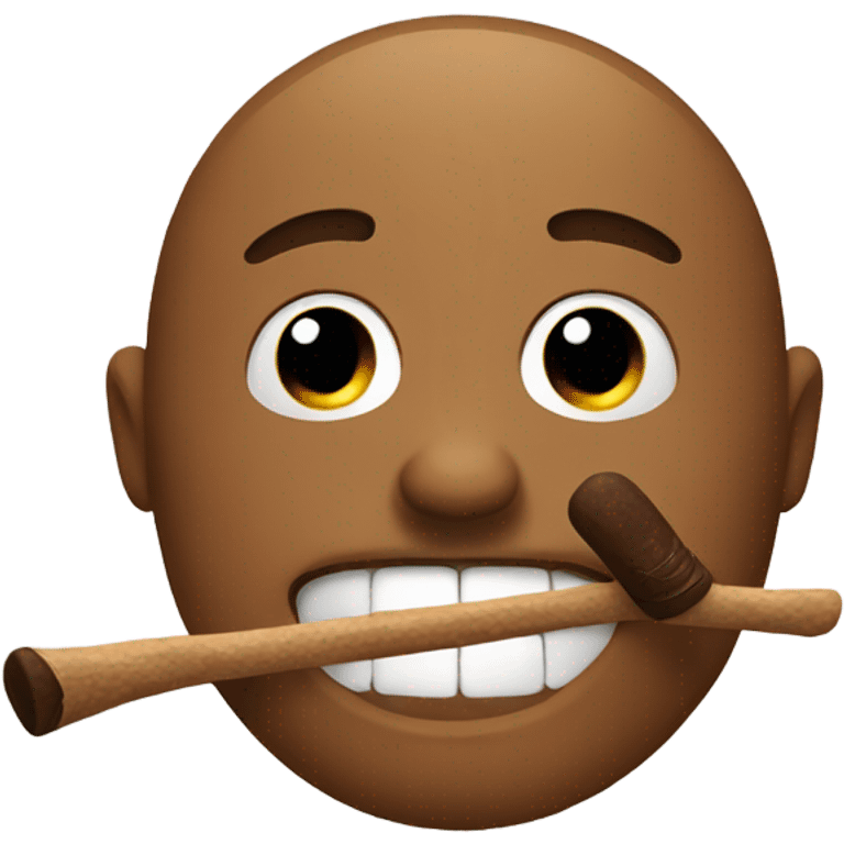 an emoji whit a brown stick in the mouth emoji