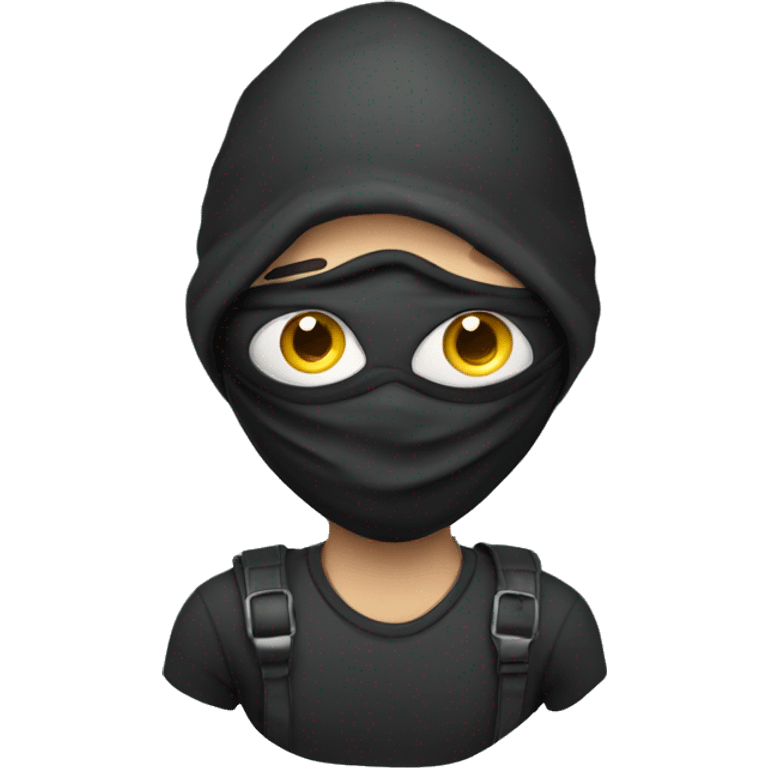 A thief wearing eye masks and holding bag at his back emoji