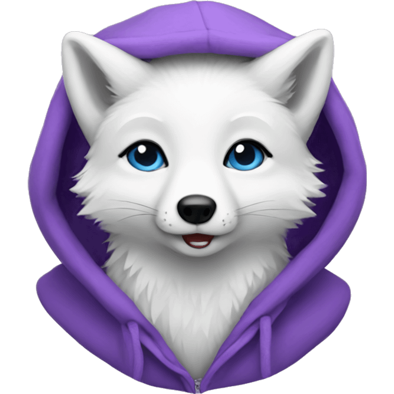 arctic fox wearing a purple hoodie emoji