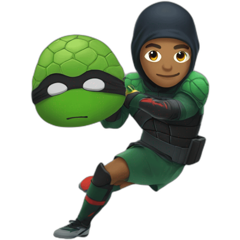 Mbappe avec un masque tortue ninja emoji