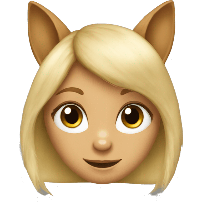 A blond girl as a squirrel with greeb eyes and a nut emoji