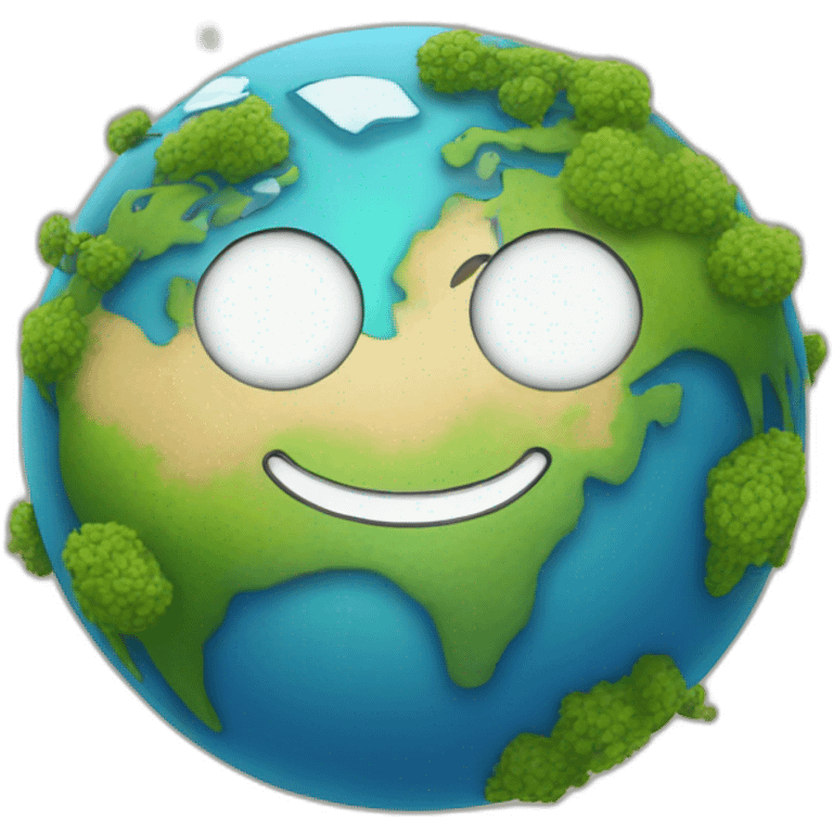 Earth with smile emoji