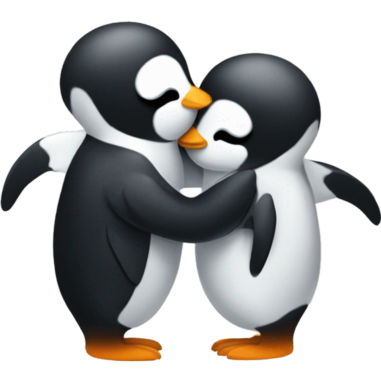 cute penguins hug emoji