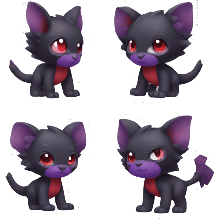 Cute cool dark black red purple animal hybrid Fakemon full body emoji