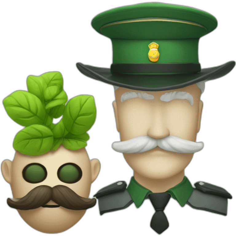 green man with mustash and a policecap and a rabit emoji