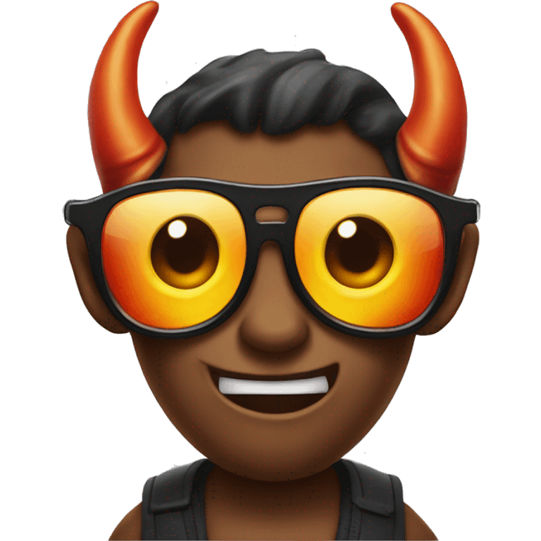 Devil horn hands with sunglasses face  emoji