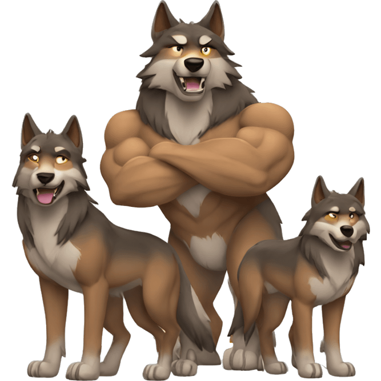 muscular wolf family emoji