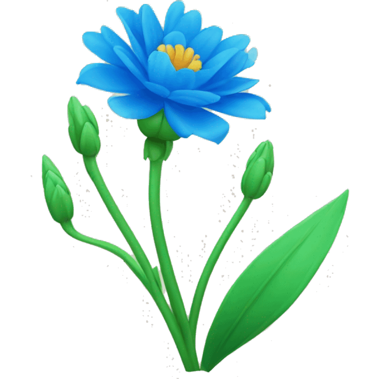 una flor azul con espinas y tallos verdes emoji