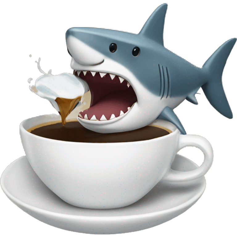 Shark drinking coffee emoji