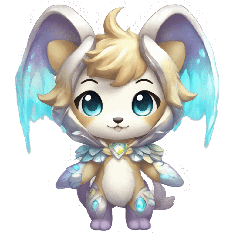 Cute Kawaii Chibi Anthro Sona Colorful Ethereal Pretty see Godly Celestial Shiny Fakemon Full Body emoji