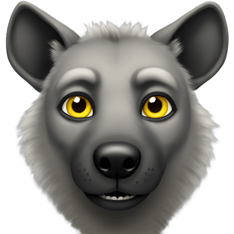 Gray male hyena with yellow eyes with large eyebrows  emoji