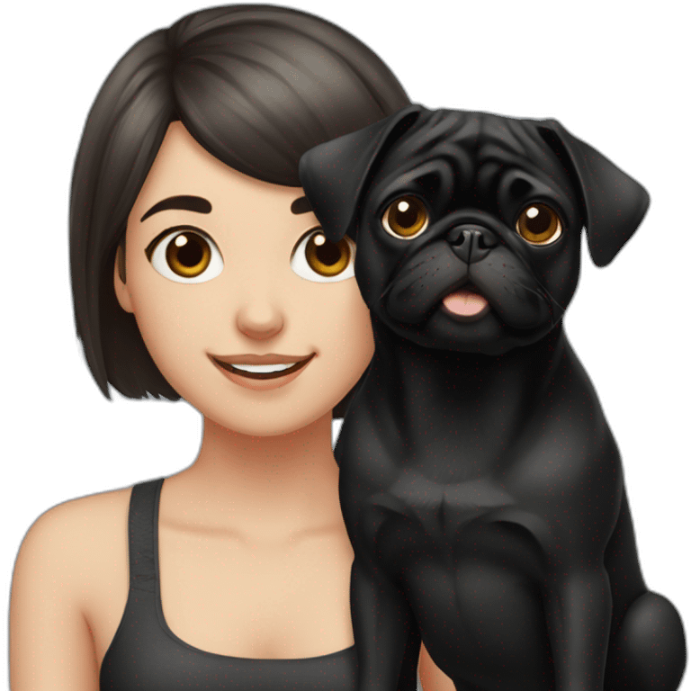 girl and black pug emoji