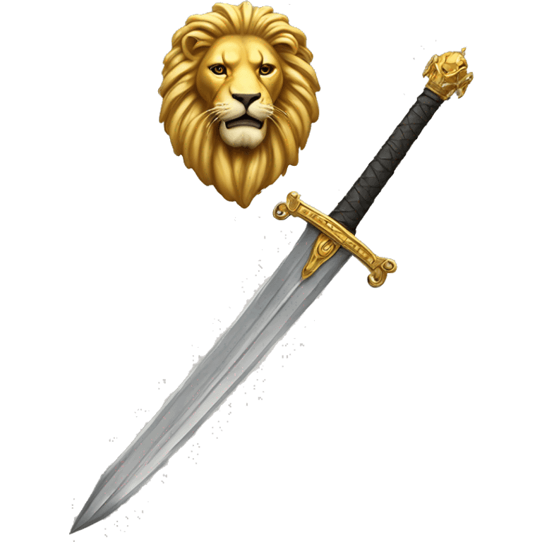 Long sword with golden lion head at the base of the hilt  emoji