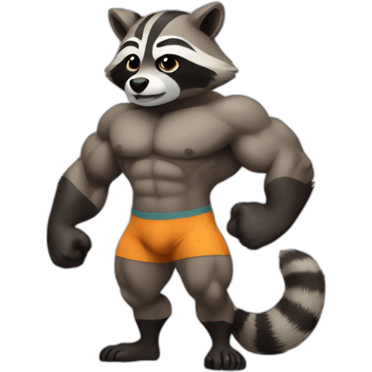 Raccoon bodybuilding emoji