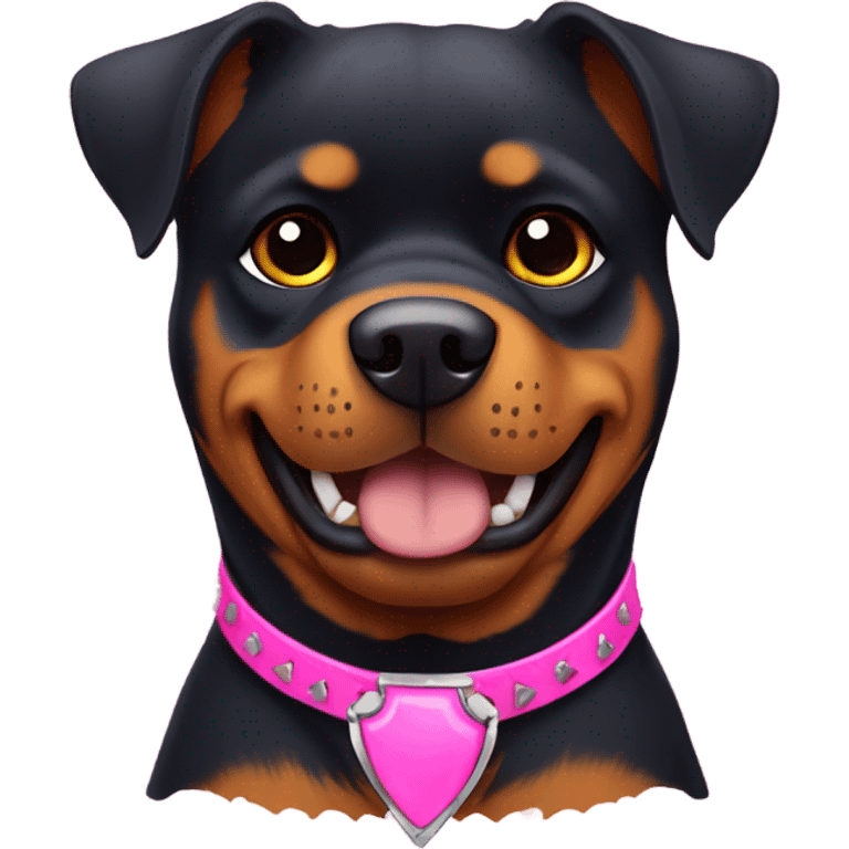 Rottweiler with a pink collar with spikes emoji