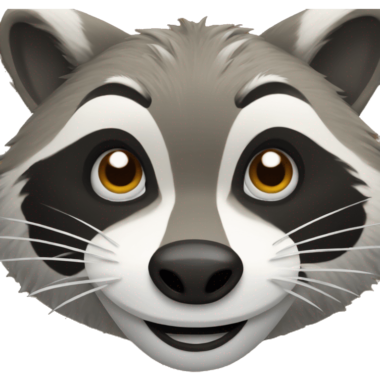 A raccoon face celebrating a victory emoji