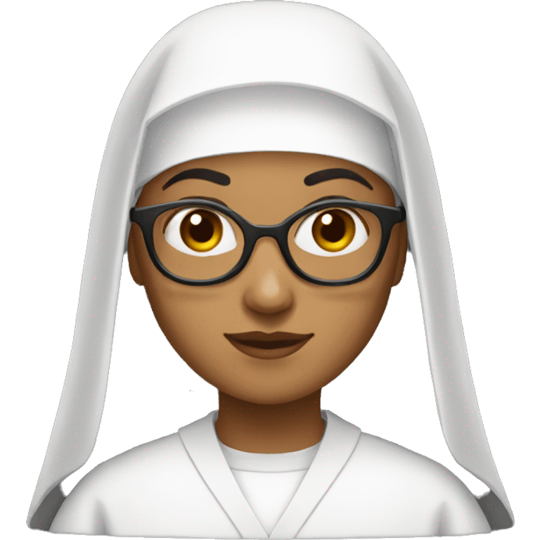 The nun with glasses medium skin tone emoji