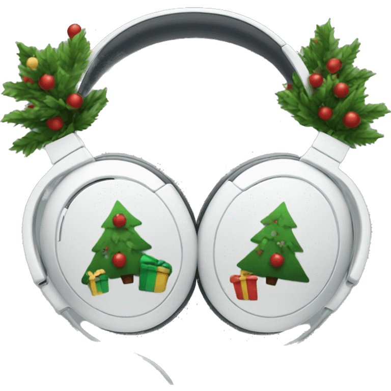 Apple headphones with Christmas tree designs  emoji