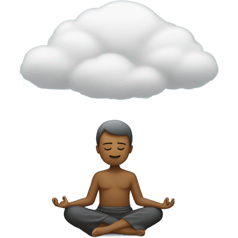 Zen pose with rain cloud over the head emoji