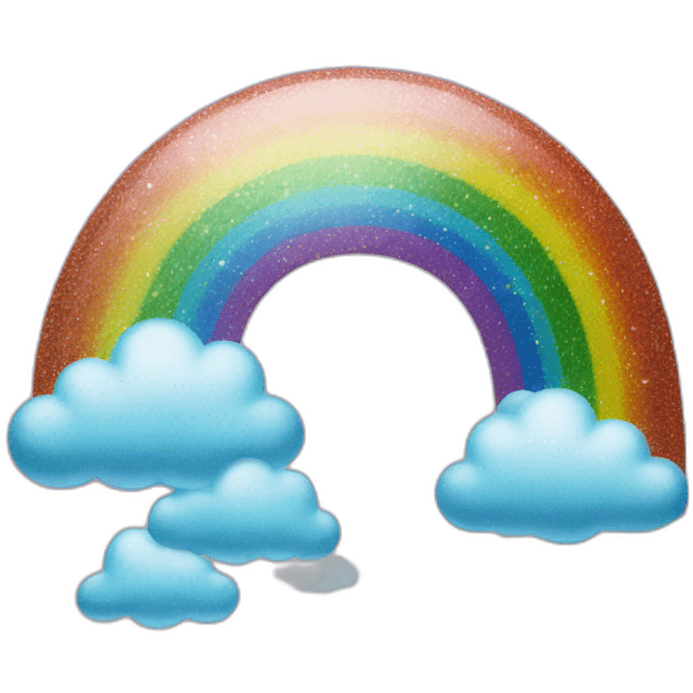 glitter rainbow with clouds emoji