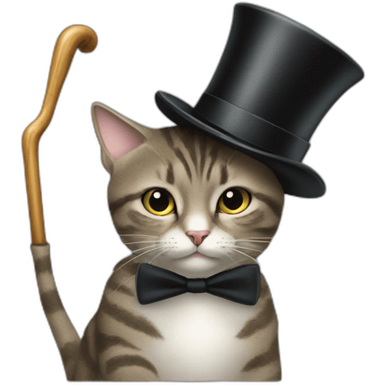 a cat in a top hat and with a cane emoji