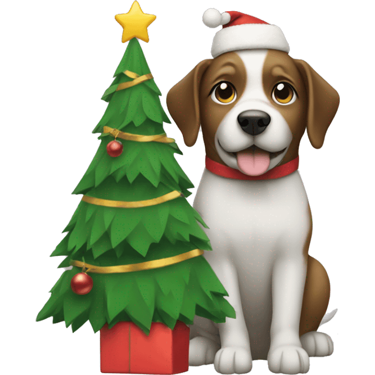 Dog holding christmas tree  emoji