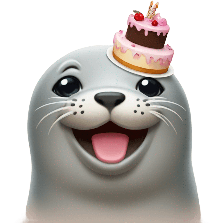 happy seal with cake on head emoji