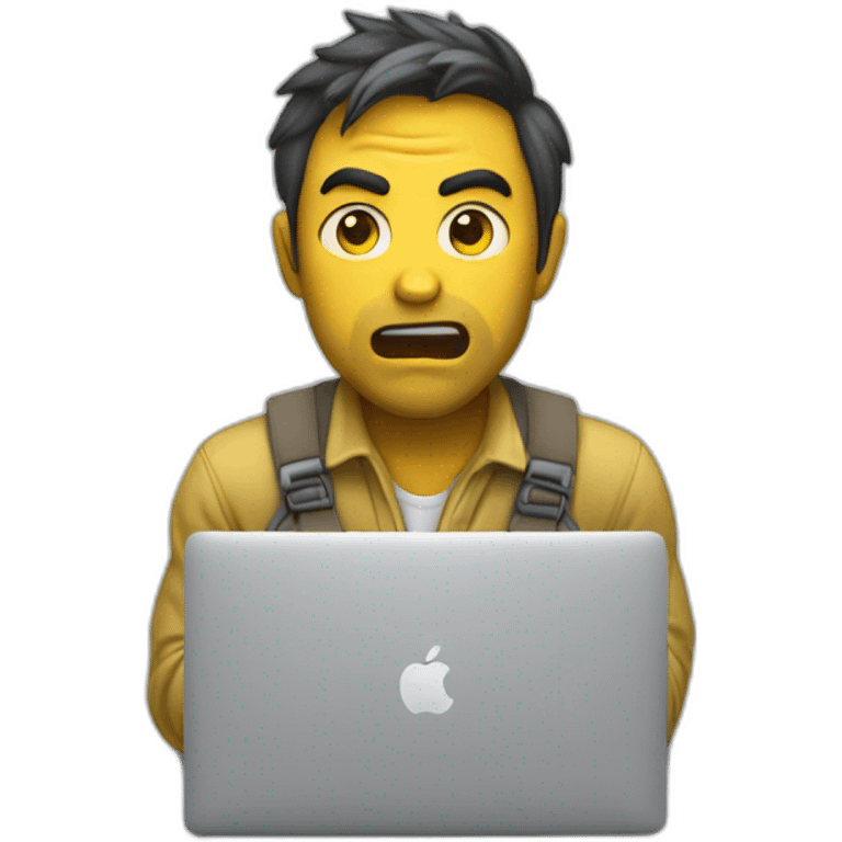 scared developer with macbook (yellow skin) emoji