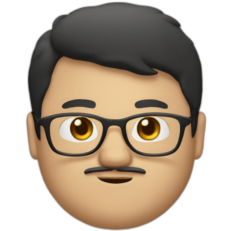 white fat boy with glasses and a mustache and black hair and brown eyes emoji