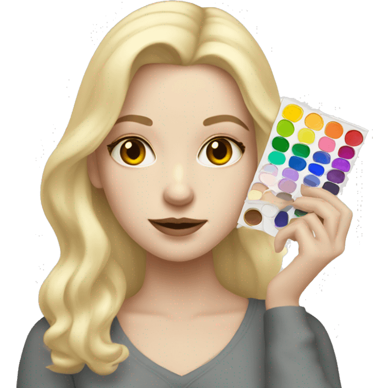 artist blonde pale girl holding a color palette emoji