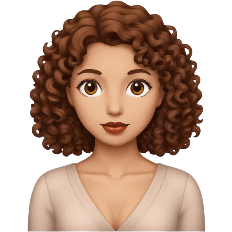 Classy, feminine woman with normal skin color and brown curly hair emoji