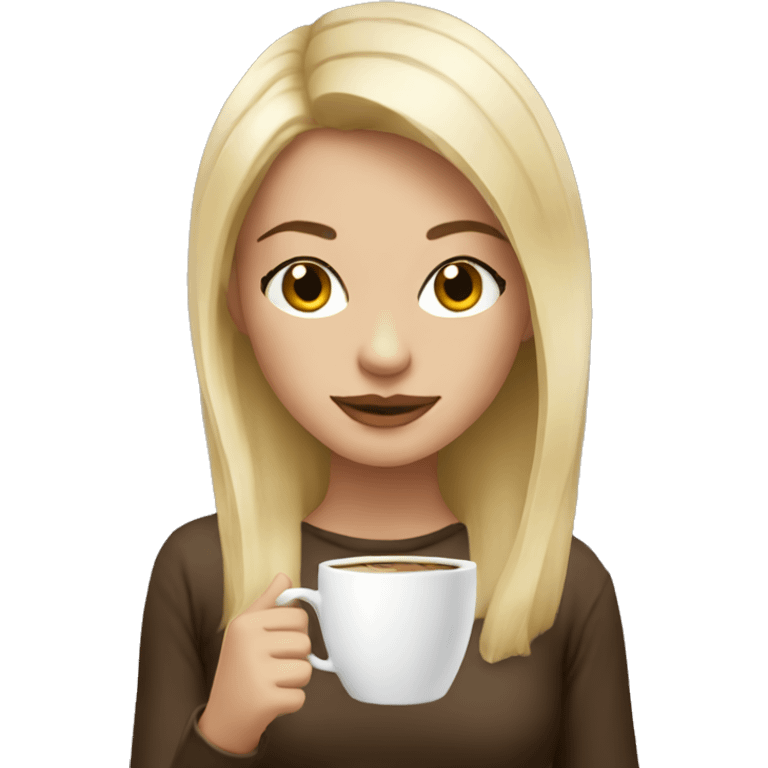 Blondie girl with  a cup of coffee  emoji