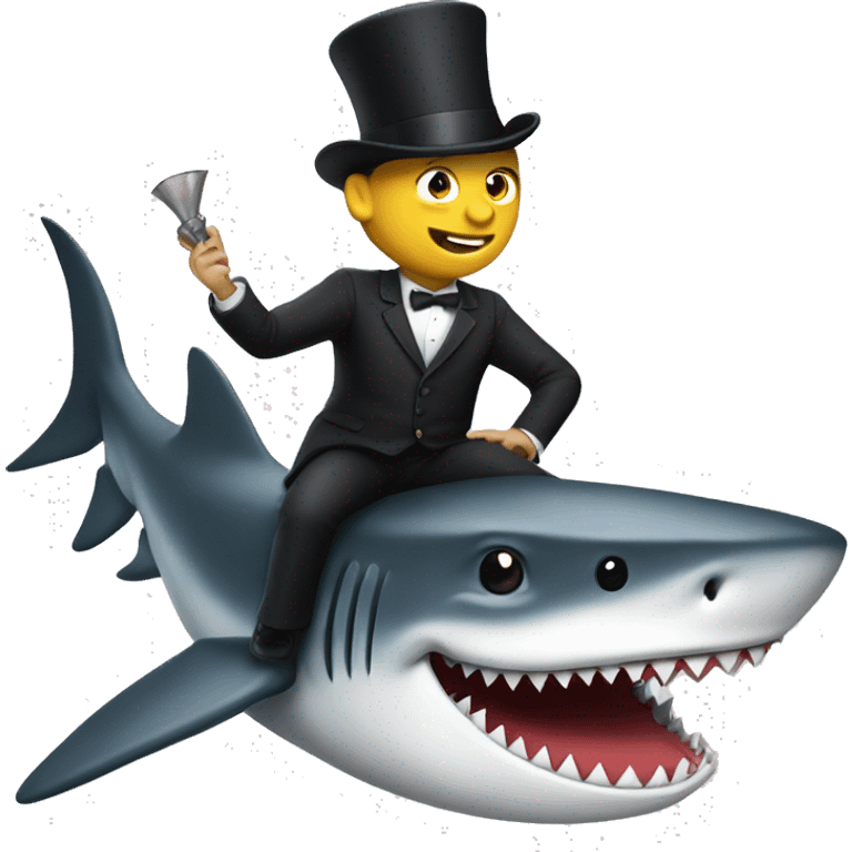 Man riding a shark with a top hat emoji