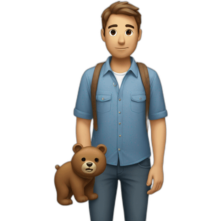 man with bear and shirt read escutai emoji