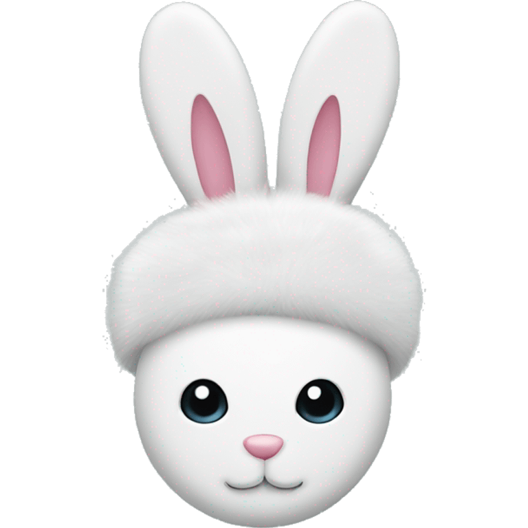 White fur bunny ear hat, bunny ear downwards  emoji