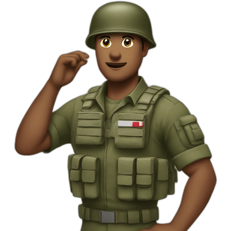 Militaire avec sa main sur sa tempe emoji