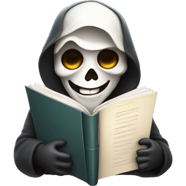 happy reaper entrepreneur face with book emoji