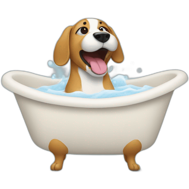 dog singing in a bath emoji