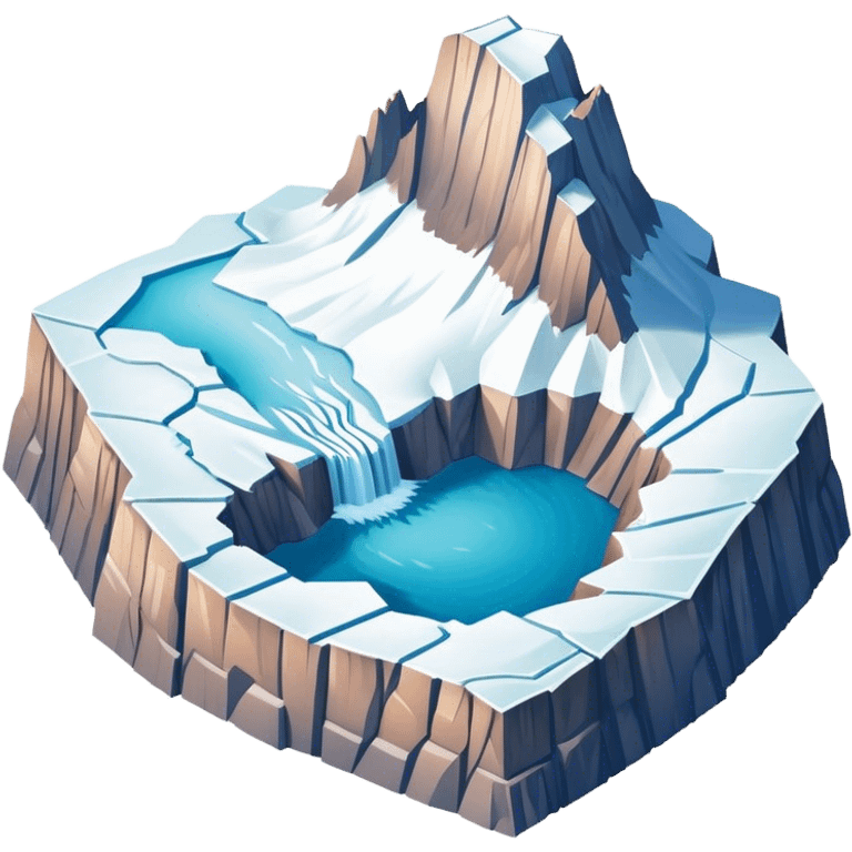 isometric exterior view glacier national park, grinnell glacier emoji