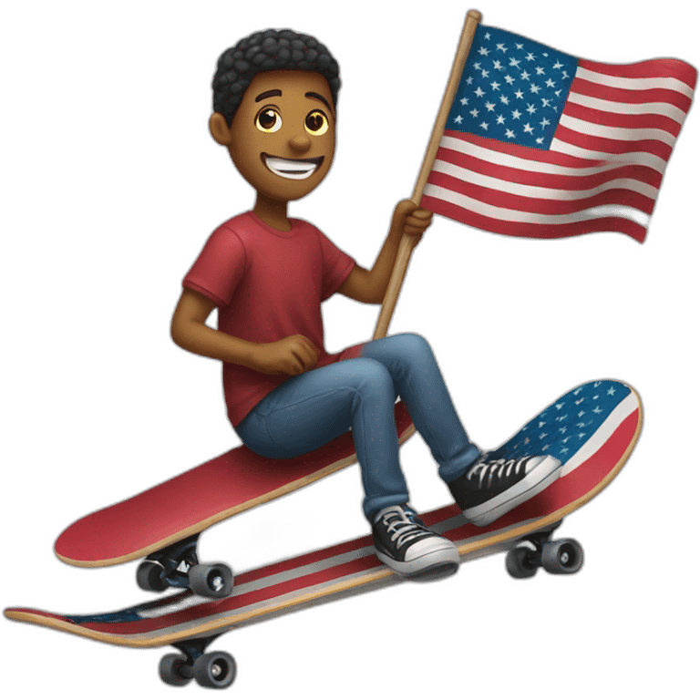 Person holding American flag riding a skateboard emoji