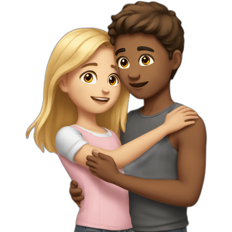 Girl touching boy emoji