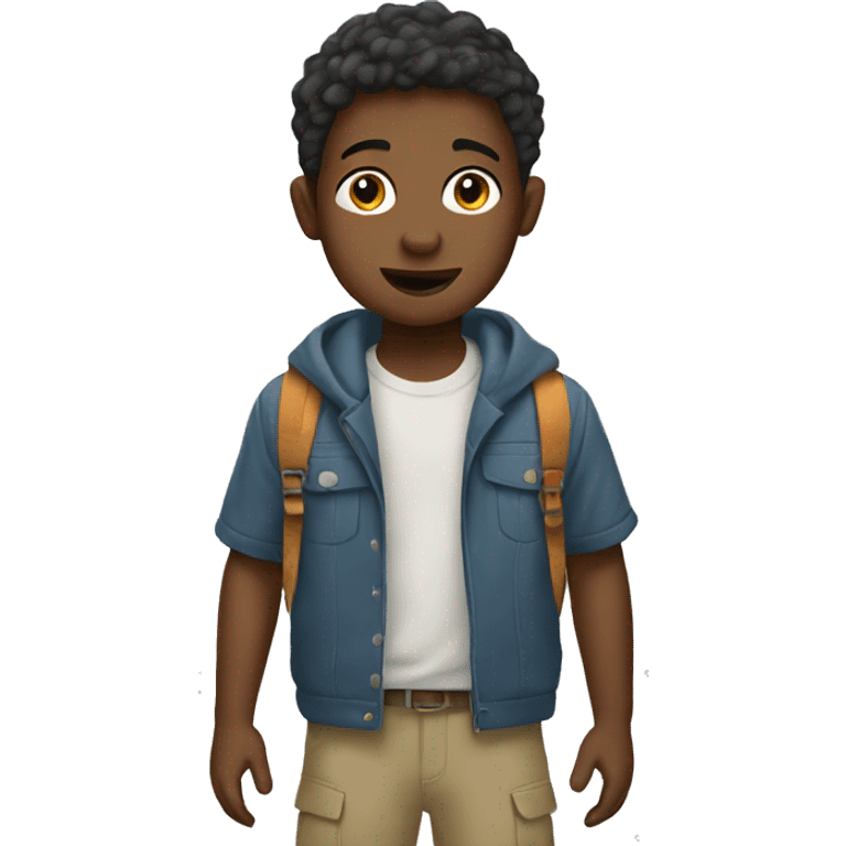 Boy wearing a Camp emoji