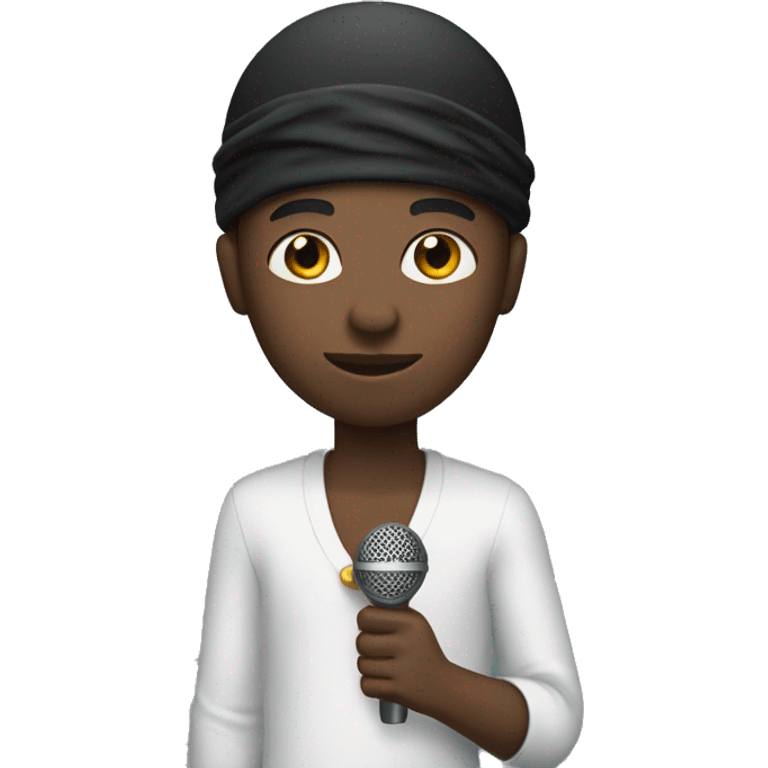 Black boy with a durag holding a microphone  emoji