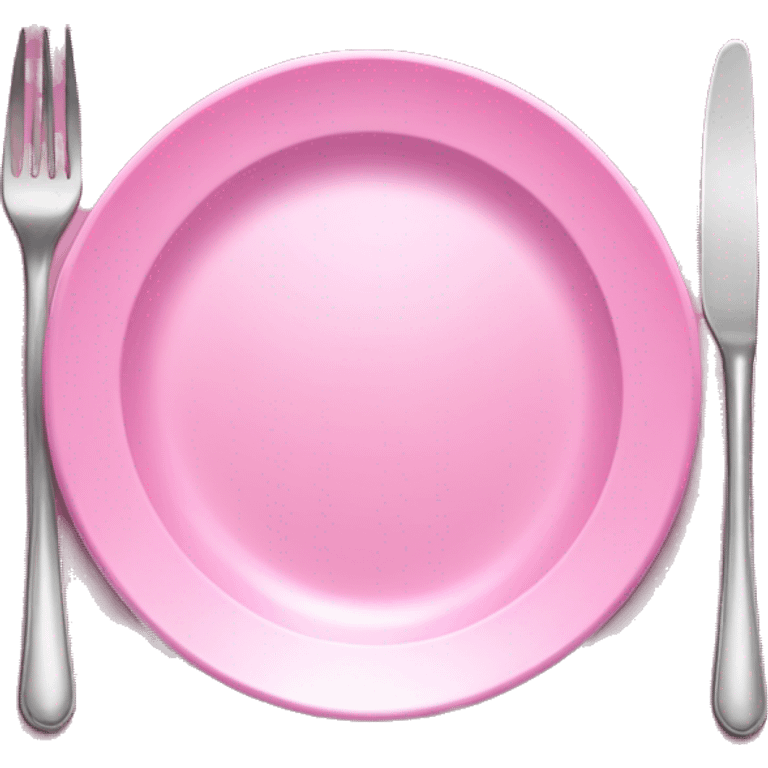 Pink plate with pink silverware realistic emoji