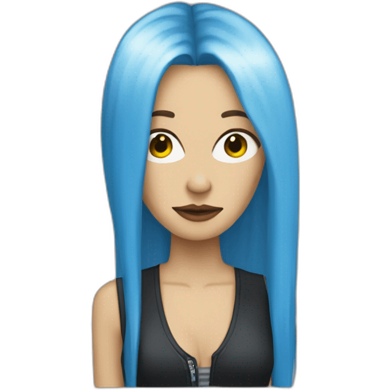 white punk jazz singer with blue straight long hair, woman, 43 years old emoji