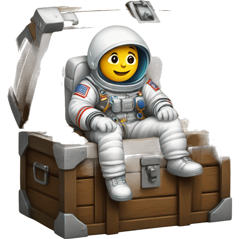 astronaut sitting on top of a treasure chest emoji