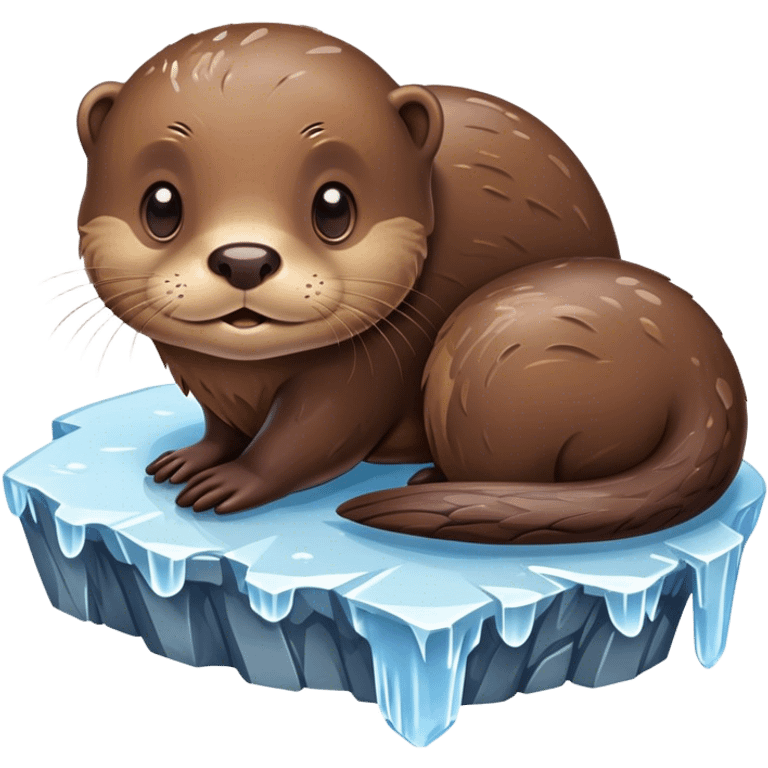 Ice stuck to an otter's body. emoji